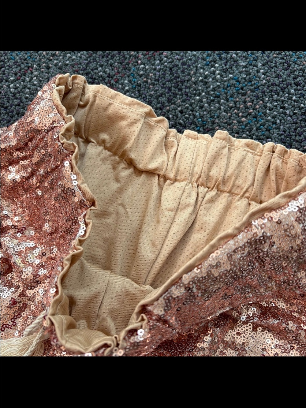 Sequin Drawstring Women’s Shorts — Rose Gold - Picture 2 of 3